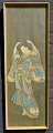 Japansk kunstner (19. årh): En kvinde i kimono sætter ...