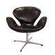 Arne Jacobsen; Swan armchair in original black leather