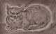 Foujita Tsuguhanu (1886-1968), gravering på papir lagt på plade. Prøvetryk. 
Portræt af kat.