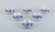 Meissen, Germany, a set of six pairs of Blue Onion pattern coffee cups 
(demitasse) with saucers. Hand-painted.