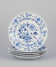 Meissen, Germany. A set of five Blue Onion pattern dinner plates. 
Hand-painted.