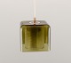 Carl Fagerlund, Sweden. Ceiling lamp in green-toned glass. Square shape. Inner 
shade in clear glass.