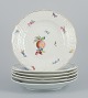 Meissen, Germany. A set of six antique deep porcelain dinner plates. 
Hand-painted with polychrome fruit motifs.