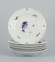 Meissen, Germany. A set of six antique deep porcelain dinner plates. 
Hand-painted with polychrome fruit motifs.