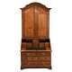 Aabenraa Antikvitetshandel presents: Danish Baroque elm bureau with writing flap and numerous small drawers and ...