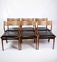 Osted Antik & Design presents: Set of 6 Dining Chairs - Model U20 - Teak - Black leather - Johannes Andersen - ...