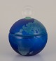Johansfors Glasbruk, Sweden. Lidded jar in art glass. Globe design.