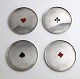 Michelsen. Sterling trays for glass with playing card logo (925). Diameter 7.4 
cm. Sold as a set only.