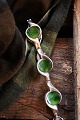 Beautiful Niels Erik From bracelet in sterling silver with green Nephrite. 
Length: 17cm.