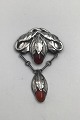 Bernhard Hertz 
826 Sølv Art 
Nouveau Broche 
med Rav