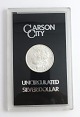 Lundin Antique 
presents: 
USA. 
Morgan Silver 
$1 Dollar 1882 
CC. Carson 
City. In a box.