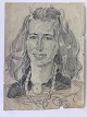 Tegning af Hans 
Jørgen Korn - 
Portræt af ung 
kvinde 1947.