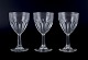 Glimma, Sweden. 
Three red wine 
glasses in 
crystal.