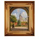 Paul Fischer maleri. Paul Fischer, 1860-1934, olie på plade. Parti fra Kronborg 
med svaner og par. Signeret Paul Fischer. Lysmål: 38x31cm. Med ramme: 55x48cm