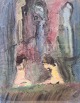 L'Art 
præsenterer: 
“Begråtande”
Svensk 
kunstner. 1969.
Blandet teknik 
på papir.