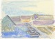 L'Art 
præsenterer: 
Aksel 
Møller
Landskab med 
huse og både, 
1958.
Akvarel på 
papir.