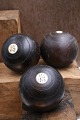 K&Co. presents: 
Decorative, 
antique bowling 
ball in wood 
with number 
inlaid in 
horn...