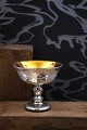 K&Co. presents: 19th century bowl on foot in poor man's silver / Mercury Glass with bird and leaf vine ...