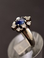 Sterling slv ring  med cabochon sleben safir