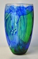 Danish artist 
(20th century): 
Glass vase in 
blue and green.