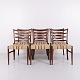 Osted Antik & Design presents: Set of Six Dining Chairs – Rosewood & Striped Fabric – N.O. Møller – J.L. ...