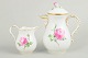 L'Art presents: Meissen, small "pink flower" coffee pot with matching lid and a creamer.