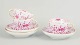 L'Art presents: Meissen, "Pink Indian" set of three large coffee cups with matching saucers.