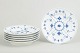 L'Art presents: Royal Copenhagen Blue Fluted Plain set of six salad/lunch plates.