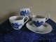 Antikkram presents: Blue Flower Plain Danish porcelain.Set of 4 high-handled cups No 8193 + 1 saucer