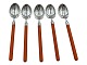 Antik K presents: Hans Hansen Amalie.10 coffee spoons with orange enamel in original boxes