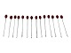 Antik K presents: Set of 15 sterling silver cocktail sticks / olive sticks with red plastic/bakelite top