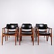 Osted Antik & Design presents: Set of 6 Dining Chairs Model GM11 in Teak and Black Leather by Svend Aage ...
