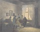 L'Art presents: Peter Ilsted, color mezzotint, “Rainy Day”, listed Danish artist.