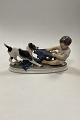 Danam Antik presents: Dahl Jensen Figurine of wire haired Foxterrier dog in play with boy No 1072
