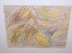 Antik K presents: Erik OrtvadOil-chalk painting with abstract shapes in warm colors from 1947