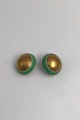Danam Antik presents: Royal Copenhagen Porcelain Earrings Green / Gold (Clips)