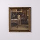 Osted Antik & Design presents: Interior Painting “Lady at the Piano” in Gilt Frame from the 1930s