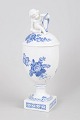 L'Art presents: Royal Copenhagen Blue Flower Curved, lidded urn with figural finial model 10/1754.