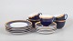 L'Art presents: Lomonosov, set of five coffee cups with matching saucers and cake plates.