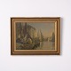 Osted Antik & Design presents: Print on Board with Sailing Ships Motif in Gilt Frame