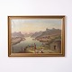 Osted Antik & Design presents: Painting on Canvas Depicting a River through a Mountain Landscape Signed from ...