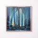 Osted Antik & Design presents: Painting on Canvas with Modern Motif in Blue Tones from the 1980s