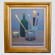 Antik Damgaard-Lauritsen presents: Folmer Bendtsen; Still life painting, Arrangement on table, 1955