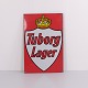 Osted Antik & Design præsenterer: Tuborg Lager emaljeskilt med kongekrone i røde og hvide farver, 96cm