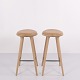 Osted Antik & Design presents: Pair of Mater Bar Stools in Oak and Natural Leather
