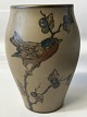 Antik Huset presents: Vase from L. Hjorth with bird motif, Height 13.5 cm