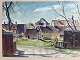 Akvarel af Svend Danelund - Huse, Skagen.
