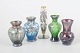 L'Art presents: Murano, set of five hand-painted art glass vases.