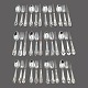 Antik Damgaard-Lauritsen presents: H.C. Andersen children's silver cutlery, complete set with 12 different ...