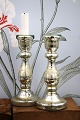 K&Co. presents: Antique, 19th century candlestick in mouth-blown Mercury Glass with hand-painted flower...